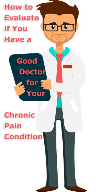 A cartoon image of a male doctor discuss the importance to having good chronic pain doctors.