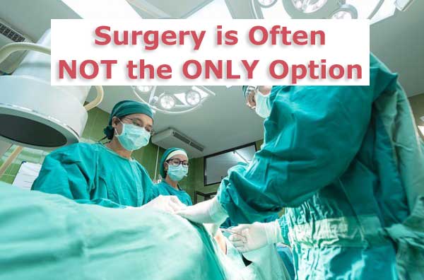 Surgery is often not the only option An image of a bunch of surgeons operating to talk about alternatives to surgery.